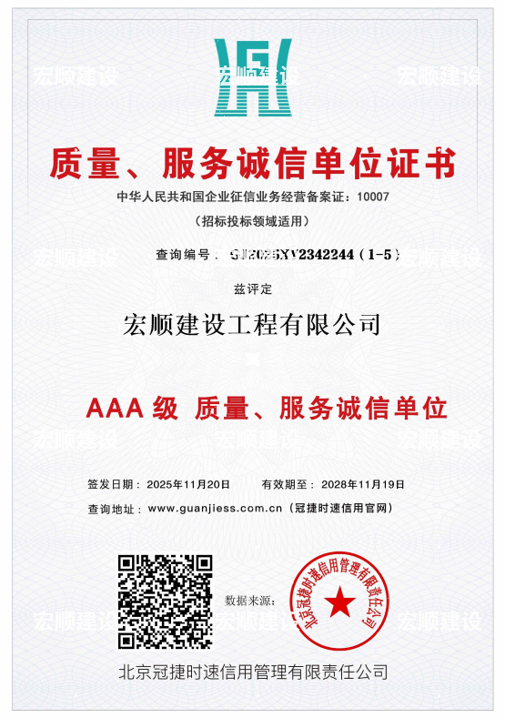 AAA級(jí)質(zhì)量服務(wù)誠(chéng)信單位